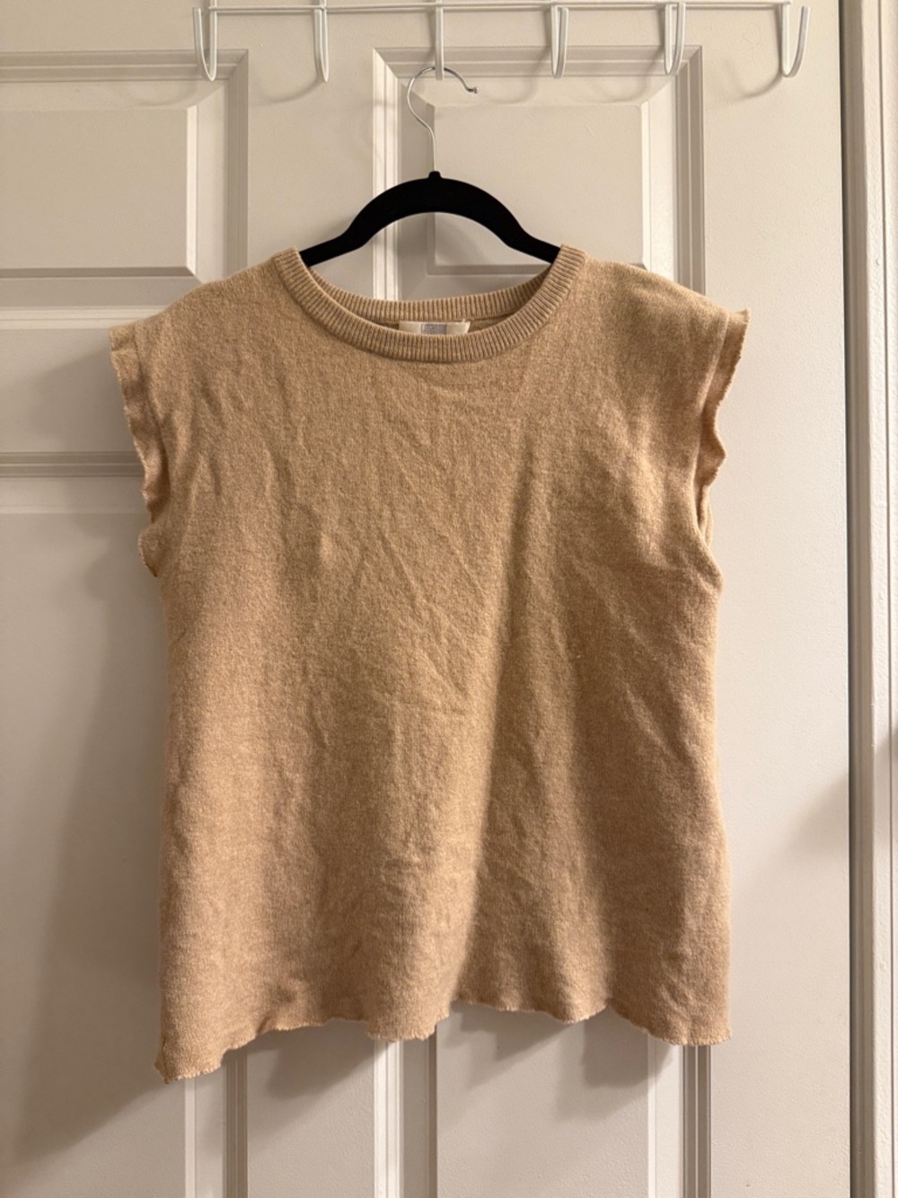 Sleeveless Wool Top in Camel